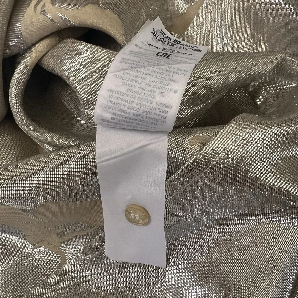 Tory Burch Mushroom Lurex SILK Gown‎ Pale Champagne Medium Jacquard Old Money